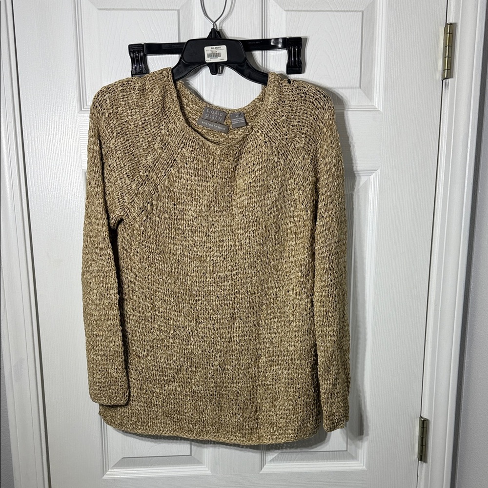 Sigrid Olsen Beige Knit Crew Neck Sweater